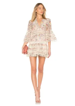 Zimmermann Lovelorn Floral Flutter Mini Dress Pink Floral Size 0 / AU 8 for rent on The Volte - image 1