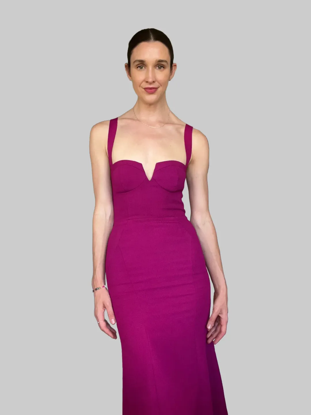 Rebecca Vallance Diana Crepe Midi Dress In Grape Size 8 for rent on The Volte - main image