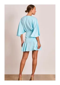Pasduchas Lucia Wrap Mini Dress Sea Mist Size 12 for rent on The Volte - image 2
