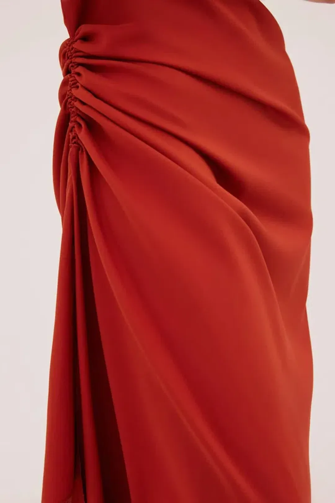 Bianca Spender Rust Satin Cosby Dress Size 10 for rent on The Volte - main image