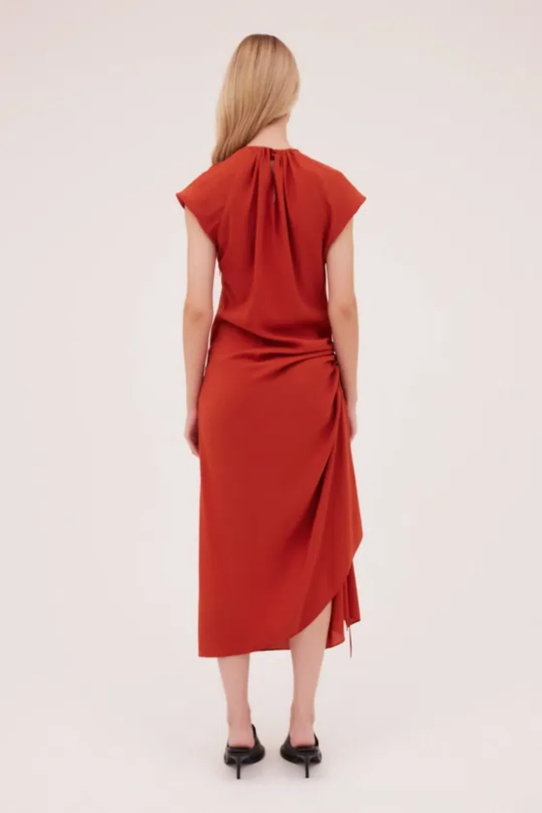 Bianca Spender Rust Satin Cosby Dress Size 10 for rent on The Volte - main image