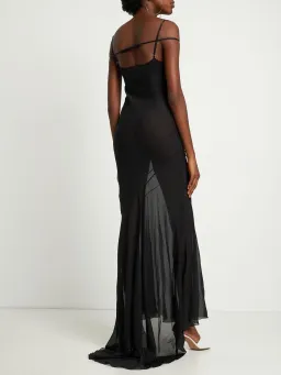 Jacquemus La Robe Draggiu Silk-Blend Maxi Dress in Black Size 36/AU 8 for rent on The Volte - image 1
