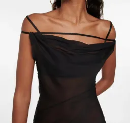 Jacquemus La Robe Draggiu Silk-Blend Maxi Dress in Black Size 36/AU 8 for rent on The Volte - image 3