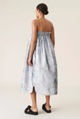 Ganni Shiny Jacquard Strap Dress Sliver Metallic Size 10 for rent on The Volte - image 4