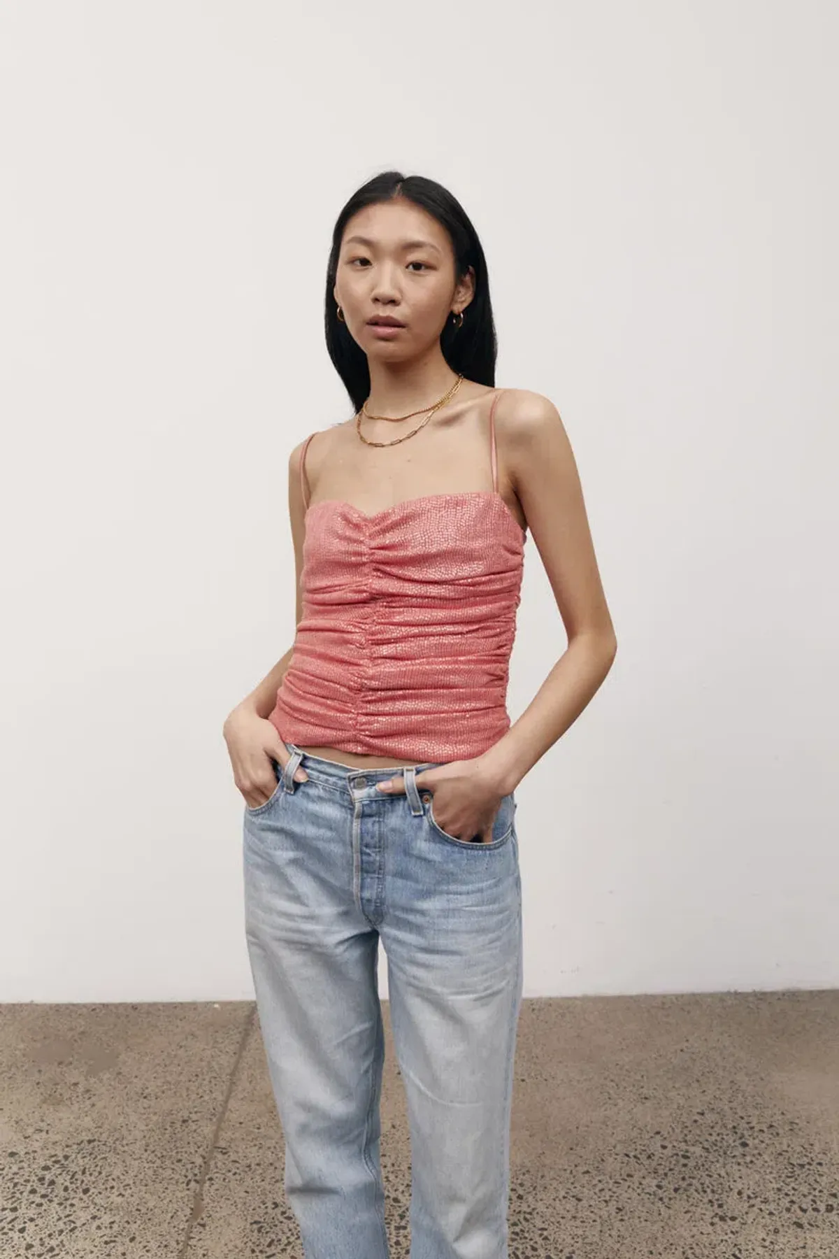 Olivia Cashmore Ginger Kisses Sequin Top Peony Pink Size 16 for rent on The Volte - main image