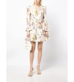 Zimmermann Luminosity Mini Dress Multi Floral Cream Size 0 / AU 6 for rent on The Volte - image 1