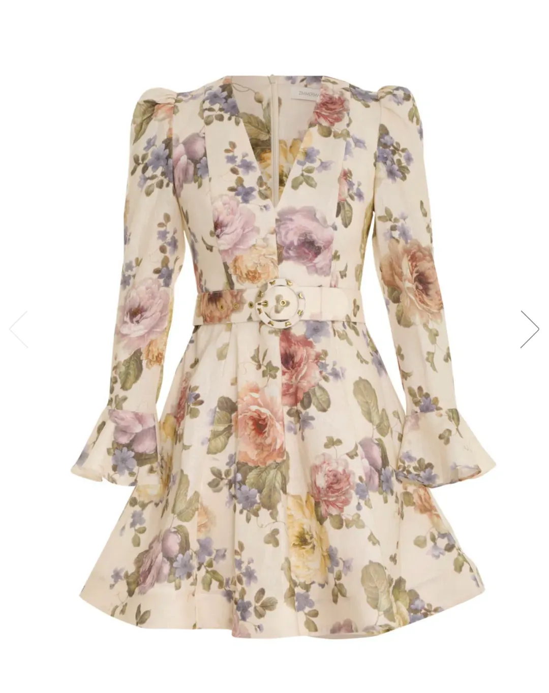 Zimmermann Luminosity Mini Dress Multi Floral Cream Size 0 / AU 6 for rent on The Volte - main image