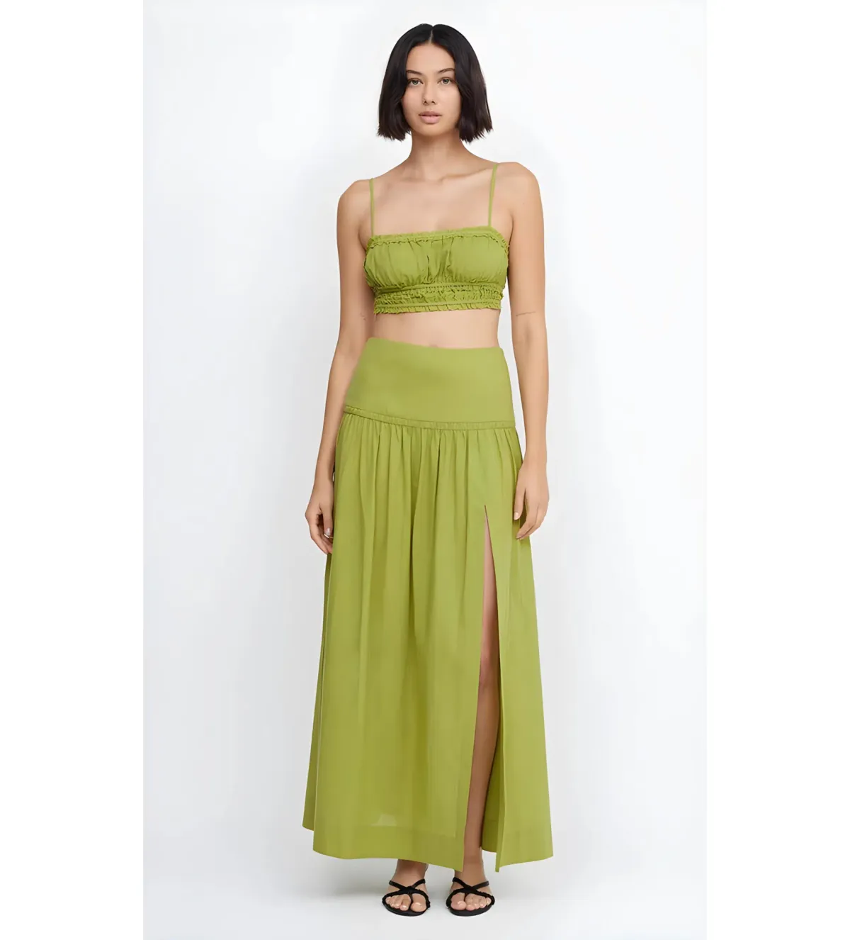 Bec & Bridge Alexandra Top & Ellie Maxi Skirt Set In Fern Green Size 6 for rent on The Volte - main image
