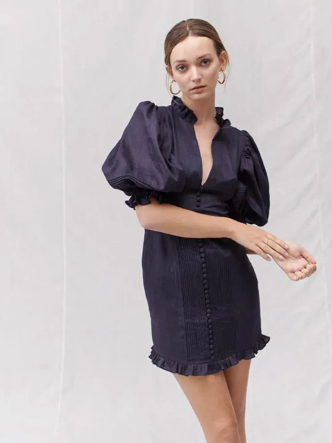 Joslin Studio Riley Cotton Lace Mini Dress In Navy Size 6 for rent on The Volte - main image