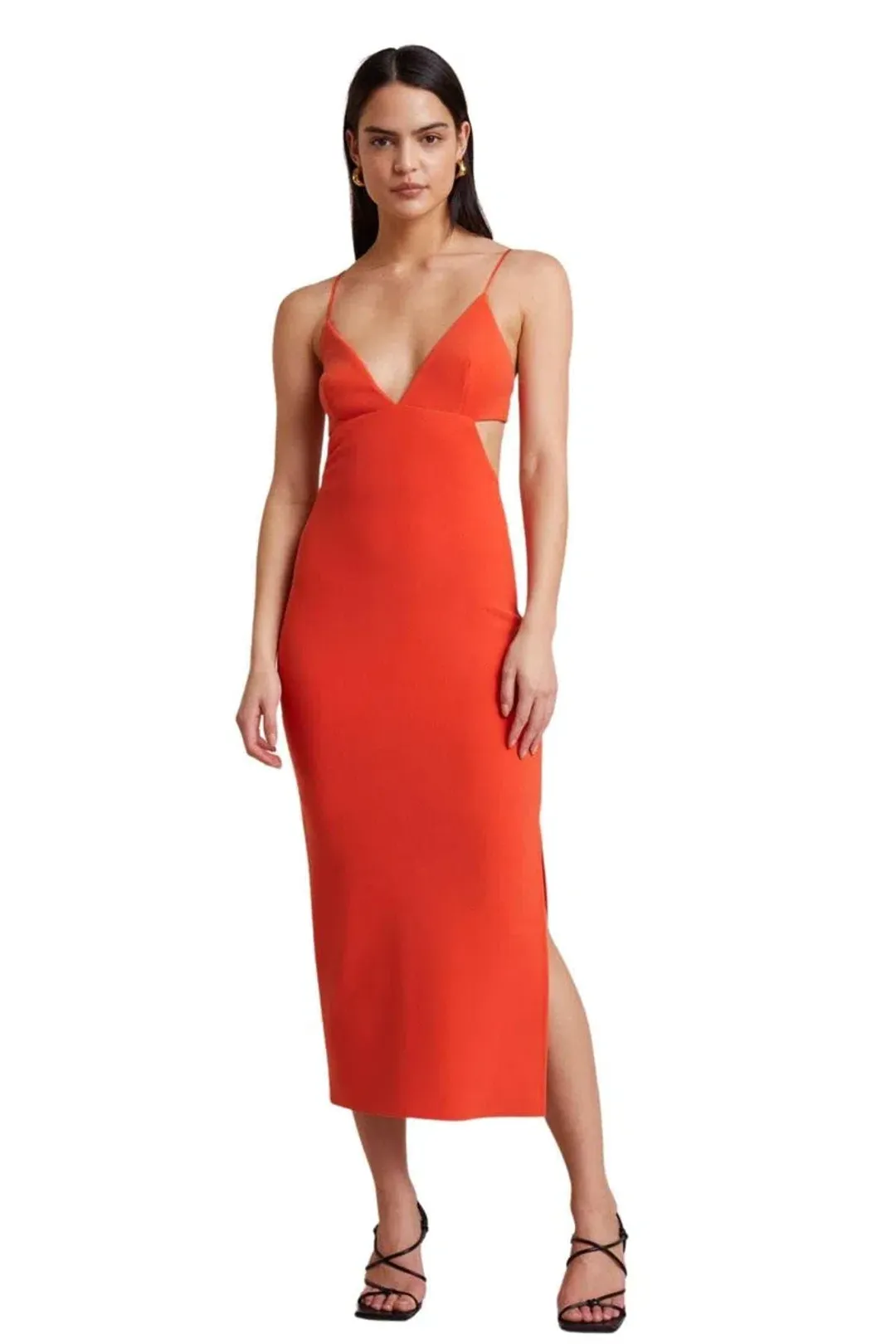 Bec & Bridge Ella Midi Dress Flame Size 8 for rent on The Volte - main image