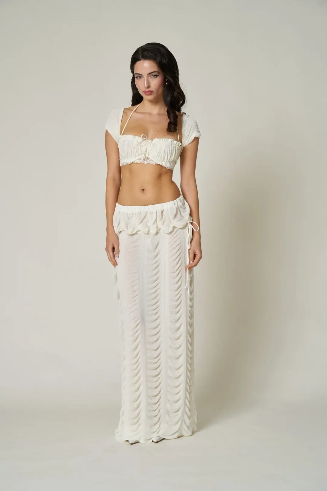 Fait Par Foutch Antoinette Bra Top and Marion Skirt Set Ivory Size 10 for rent on The Volte - main image