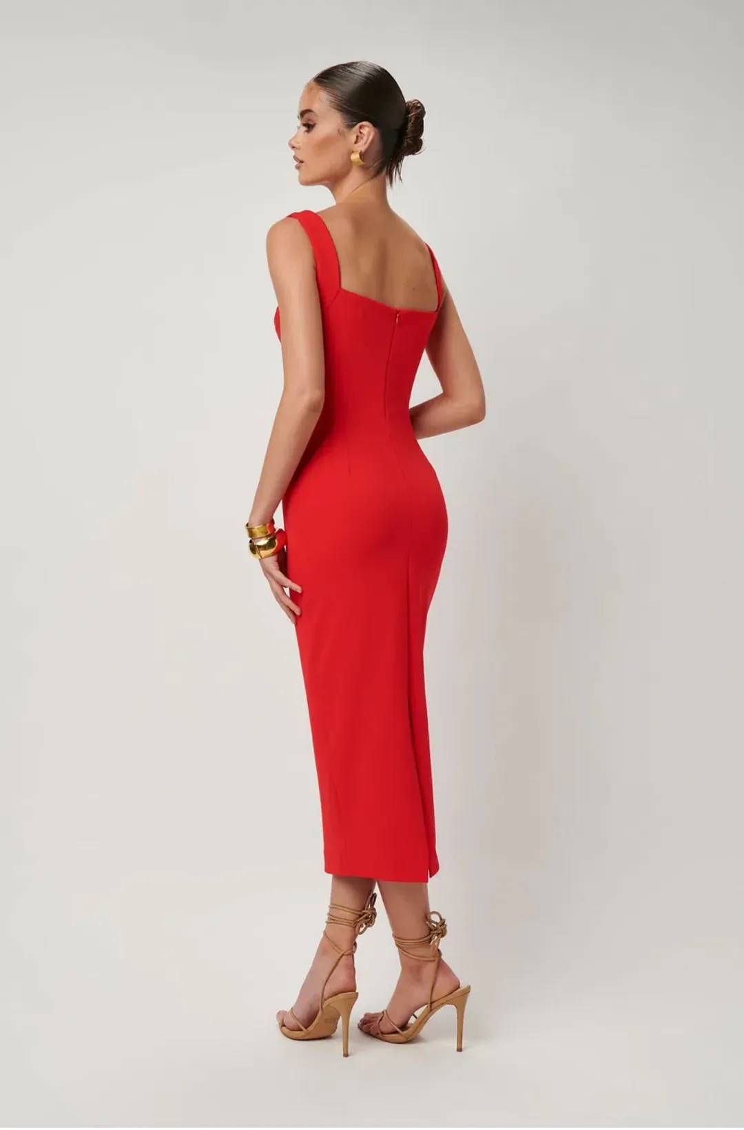 Effie Kats Marbella Midi Dress Cherry Red Size 12 for rent on The Volte - main image