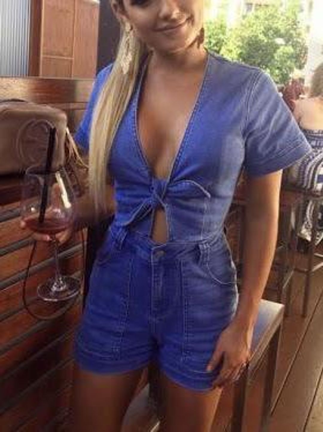 Seed Heritage Bow Denim Romper Blue Size AU 6 for rent on The Volte - main image