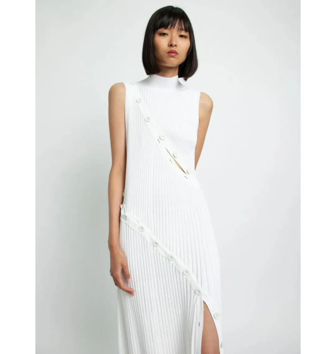 Christopher Esber Deconstruct Spiral Knit Dress in White Size S / AU 8 for rent on The Volte - main image