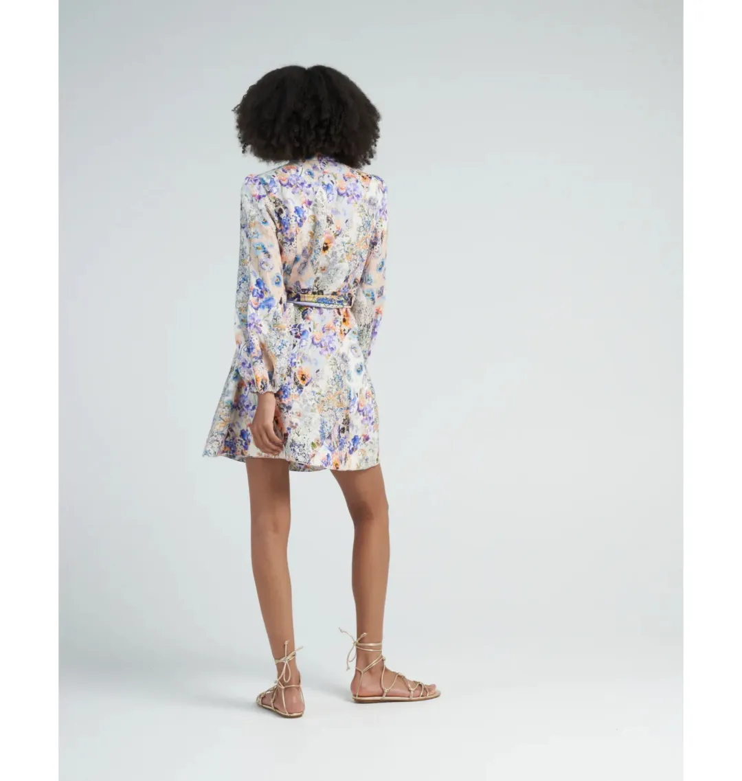 Zimmermann Tama Belted Mini Dress in Diamond Splice Floral Size 2 / AU 12 for rent on The Volte - main image