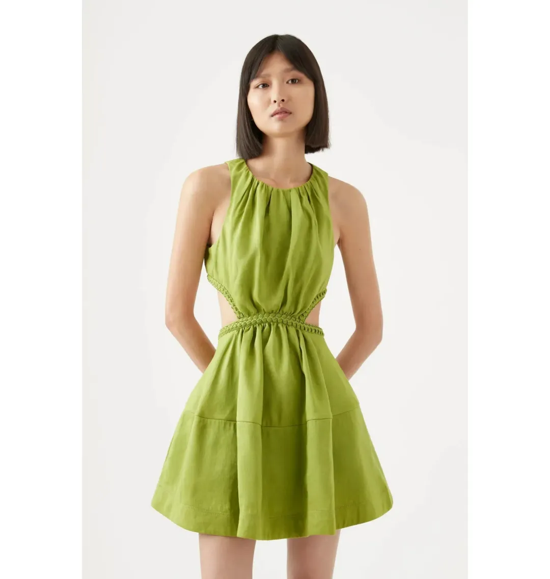 Aje Voyage Braided Mini Dress in Green Size AU 10 for rent on The Volte - main image