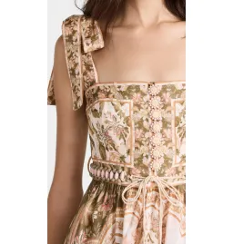 Zimmermann Lyre Picnic Dress in Khaki Palm Size 3 / AU 14 for rent on The Volte - image 2
