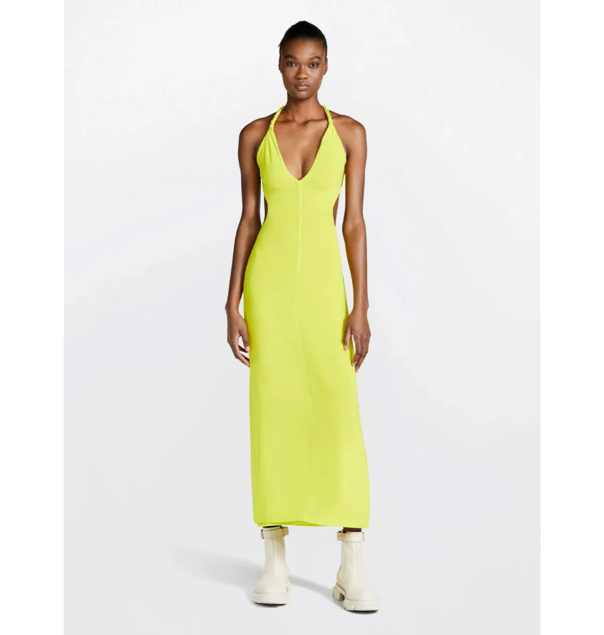 Dion Lee Rope-trimmed Open-back Cady Midi Dress in Yellow Size AU 6  for rent on The Volte - main image