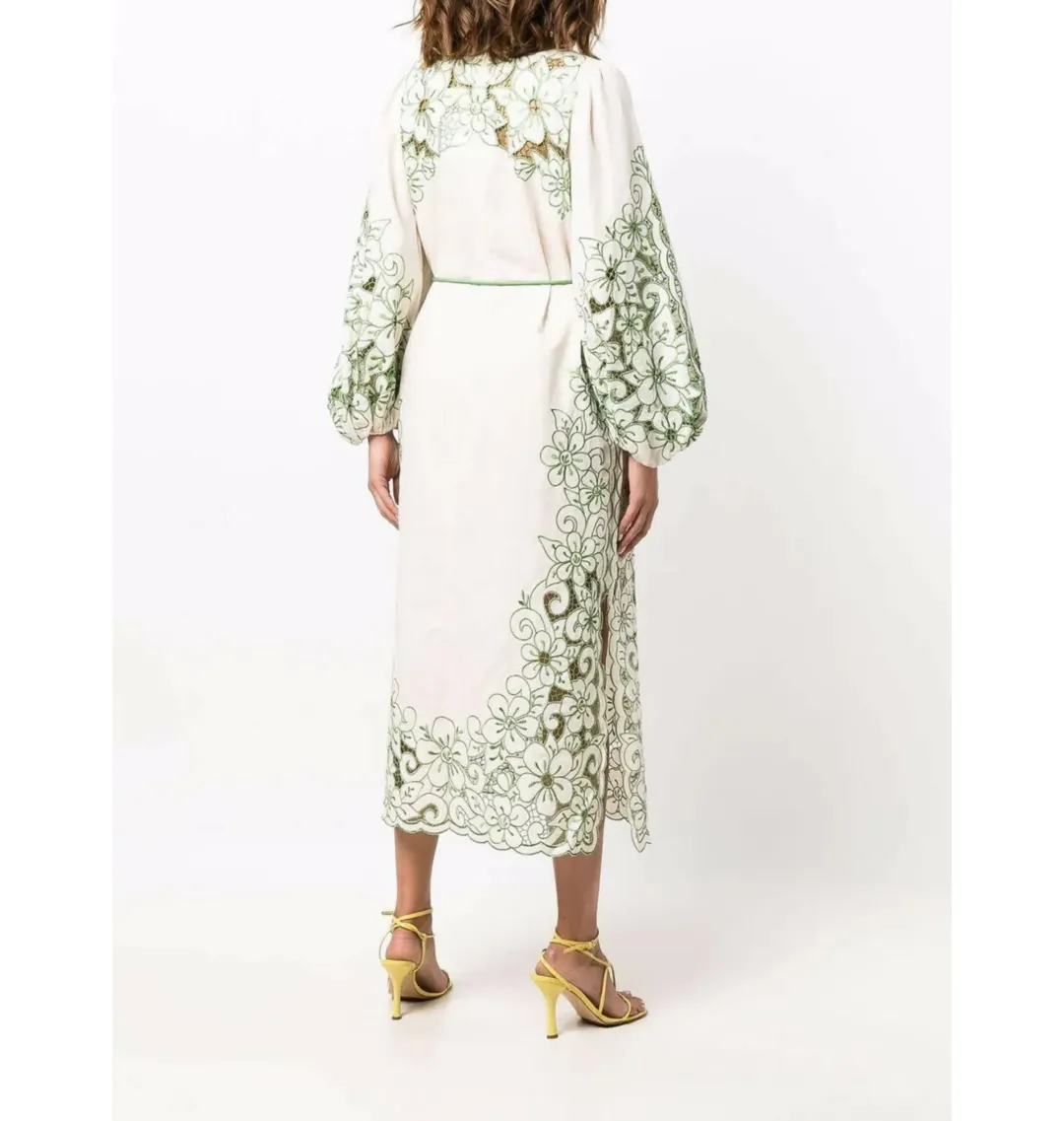 Zimmermann Teddy Floral Midi Dress Cream/Green Size 1 / AU 10 for rent on The Volte - main image