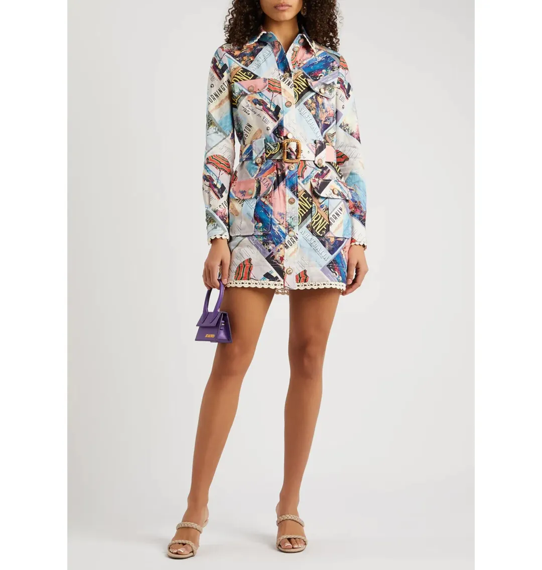 Zimmermann Postcard Shirt Mini Dress Print Size 2 / AU 12 for rent on The Volte - main image