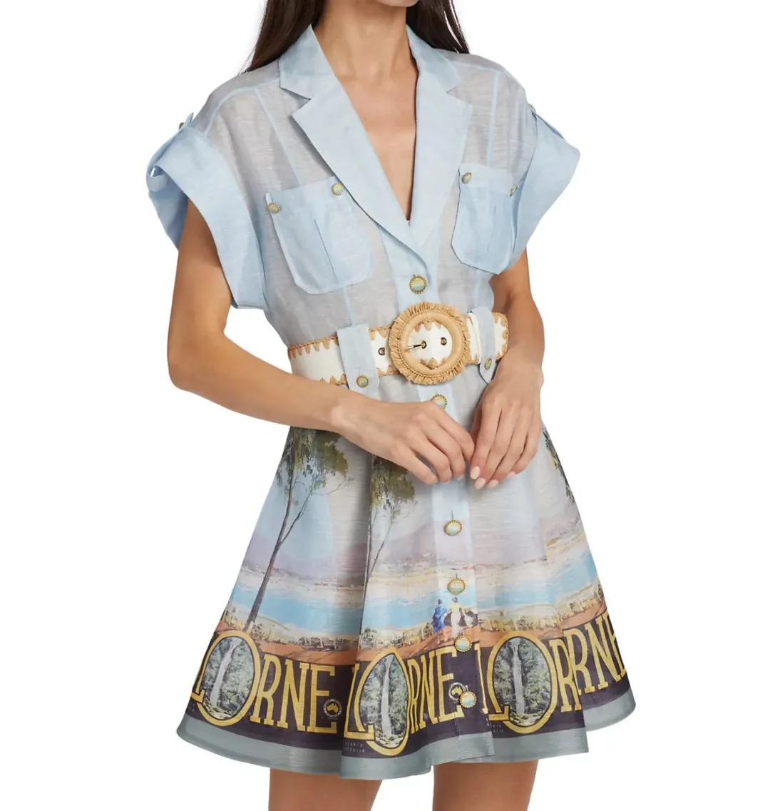 Zimmermann Postcard Shirt Mini Dress Lorne Print Size 2 / AU 12 for rent on The Volte - main image