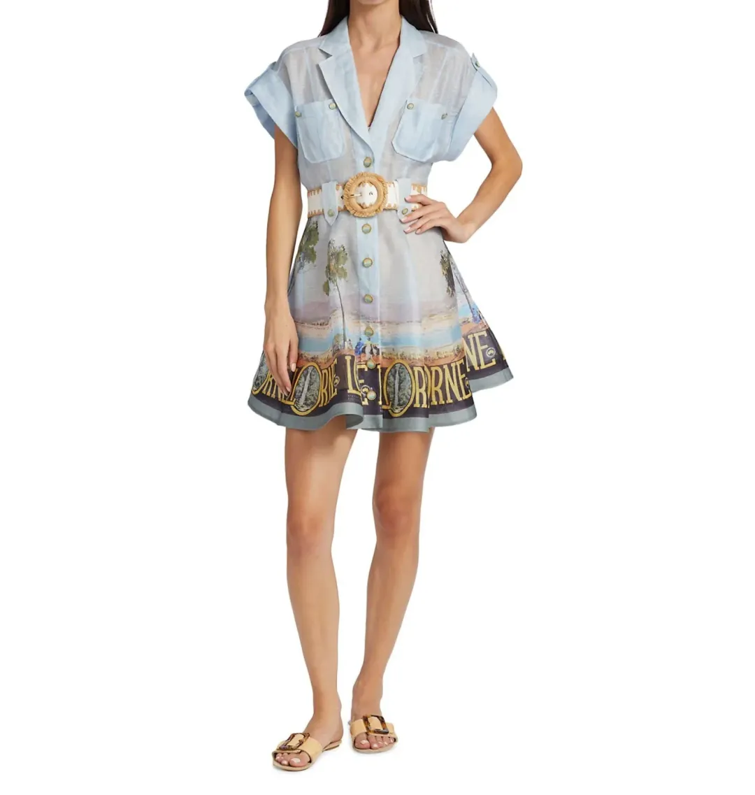 Zimmermann Postcard Shirt Mini Dress Lorne Print Size 2 / AU 12 for rent on The Volte - main image