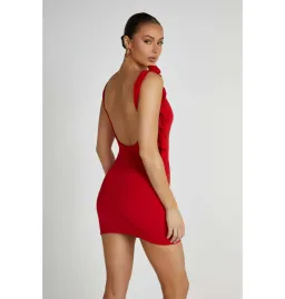 Meshki  Bronte Backless Rose Mini Dress in Red Size AU 8 for rent on The Volte - image 3