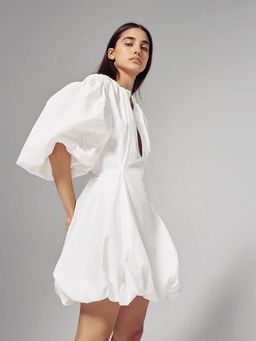 Bassike Gathered Balloon Dress White Size 10 for rent on The Volte - image 1