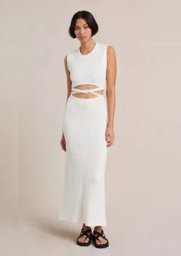 Bec & Bridge Effie Knit Cut Out  Midi Dress White Size 8 for rent on The Volte - image 1