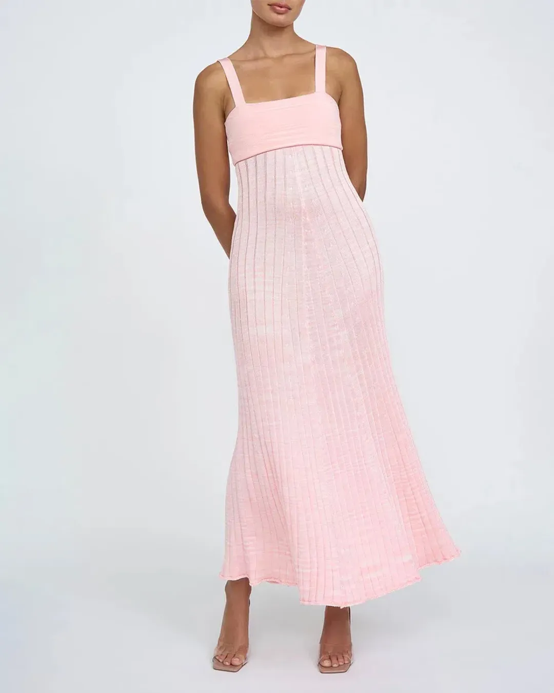 By Johnny Adelita Knit Midi Dress in Marle Pink Size M / AU 10 for rent on The Volte - main image