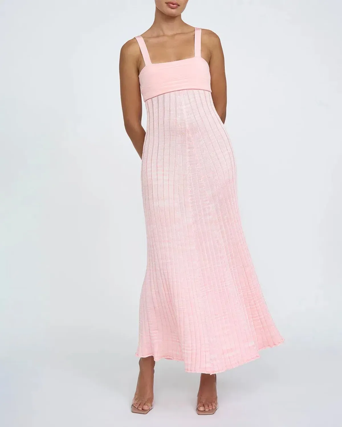 By Johnny Adelita Knit Midi Dress in Marle Pink Size M / AU 10 for rent on The Volte - main image