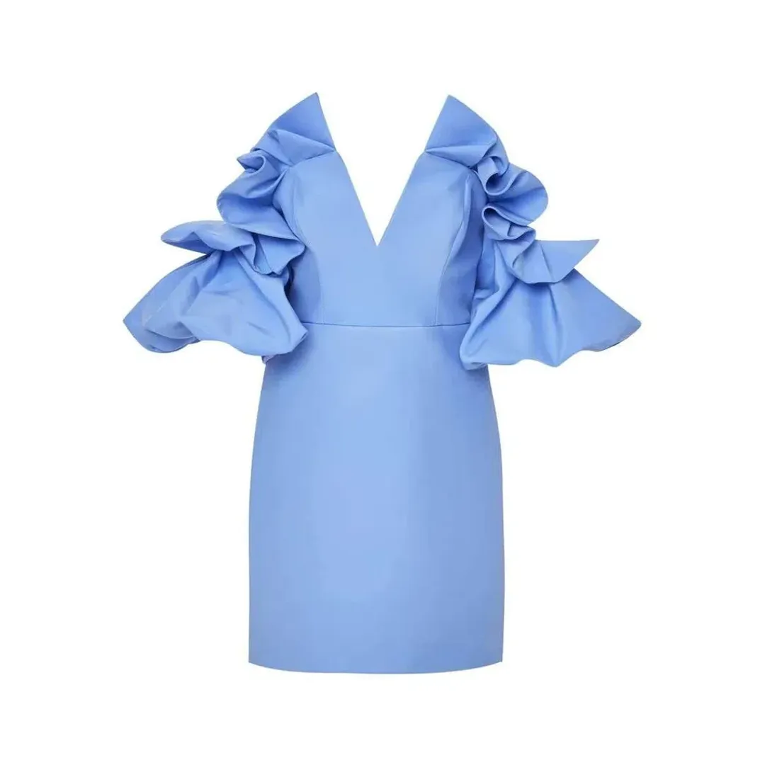Acler Hitching Mini Dress Blue Size 6 for rent on The Volte - main image