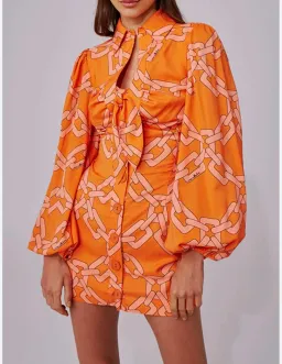 C/MEO Collective Mornings Mini Dress Tangerine Chain Size S / AU 8 for rent on The Volte - image 2