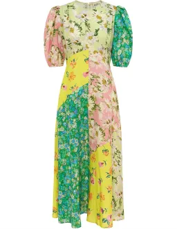 Alemais Kenzie Patchwork Linen Midi Dress Floral Size 10 for rent on The Volte - image 2