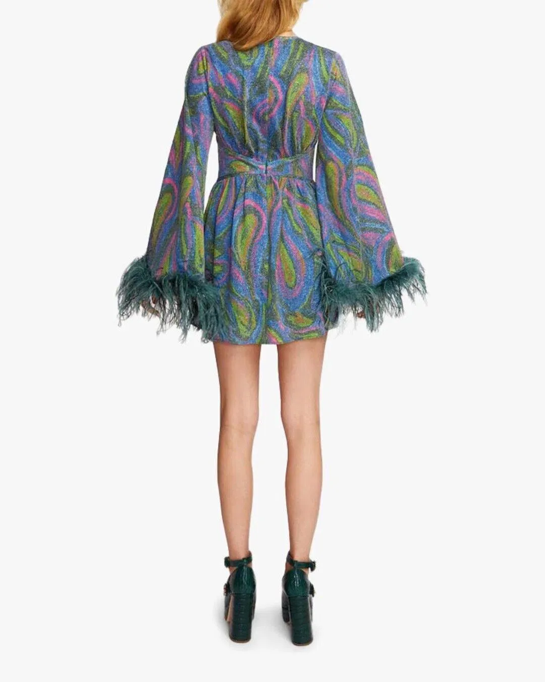 Alice McCall Swan Lake Feather Mini Dress in Clover Size 6 for rent on The Volte - main image