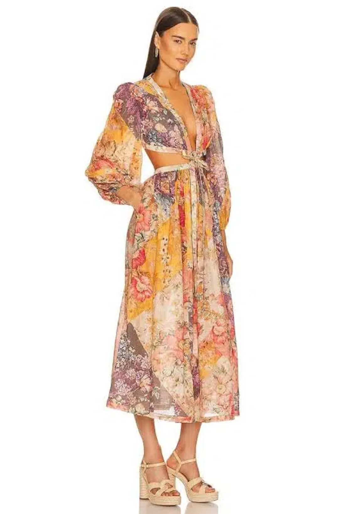 Zimmermann Pattie Patchwork Long Dress Patch Floral Size 0 / AU 8 for rent on The Volte - main image