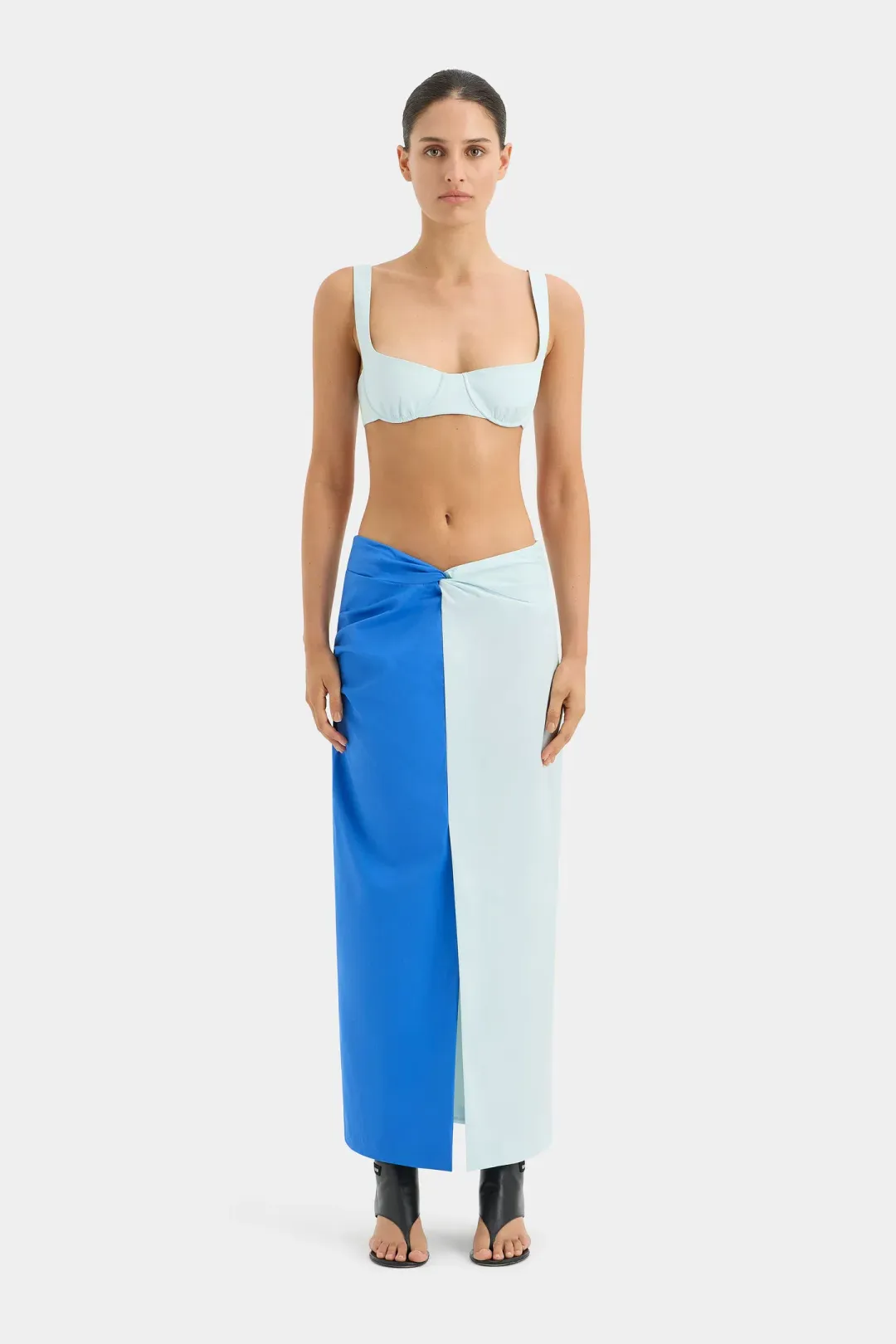 Sir the Label Azul Twist Midi Skirt Ice Blue Cobalt Size 6 for rent on The Volte - main image