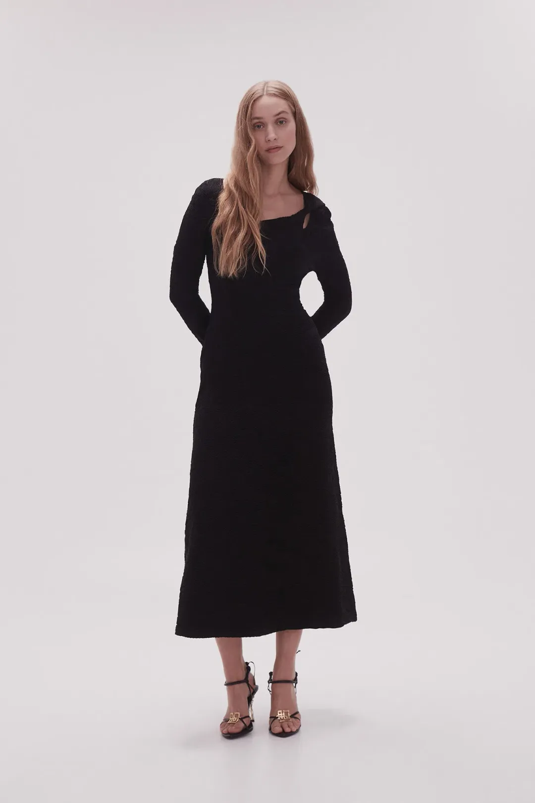 Aje Celeste Twist Knit Midi Dress Black Size M / AU 10 for rent on The Volte - main image