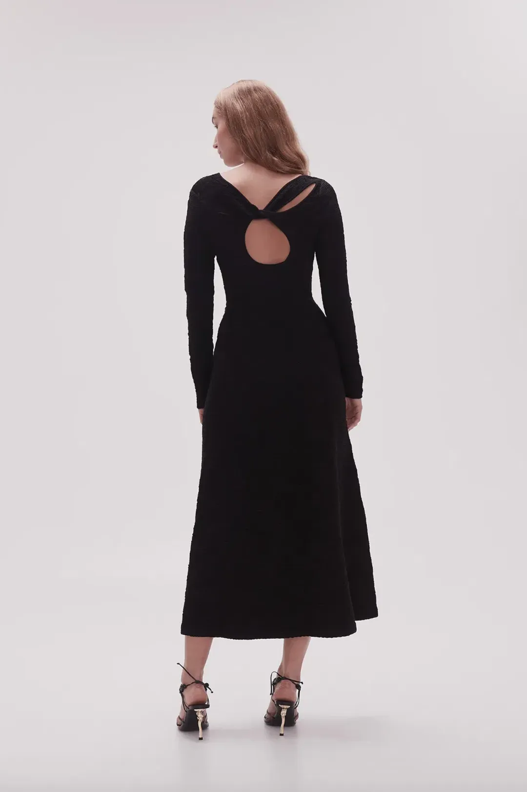 Aje Celeste Twist Knit Midi Dress Black Size M / AU 10 for rent on The Volte - main image