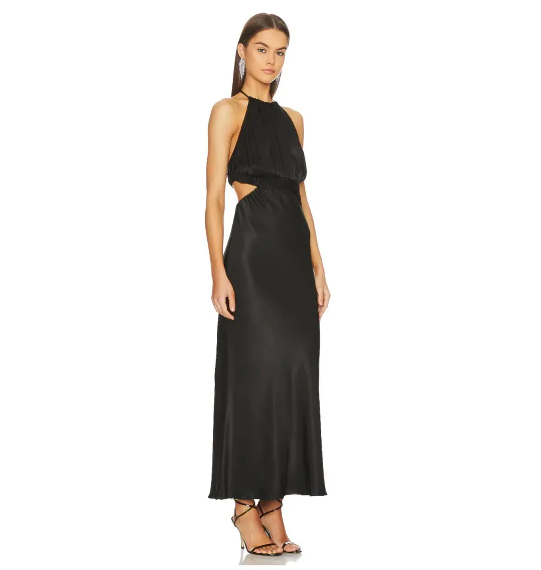 Shona Joy Angelica Ruched Open Back Midi Dress in Black Size 10 for rent on The Volte - main image