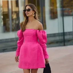 Aje Baret Sleeved Mini Dress Pink Size AU 10 for rent on The Volte - image 5