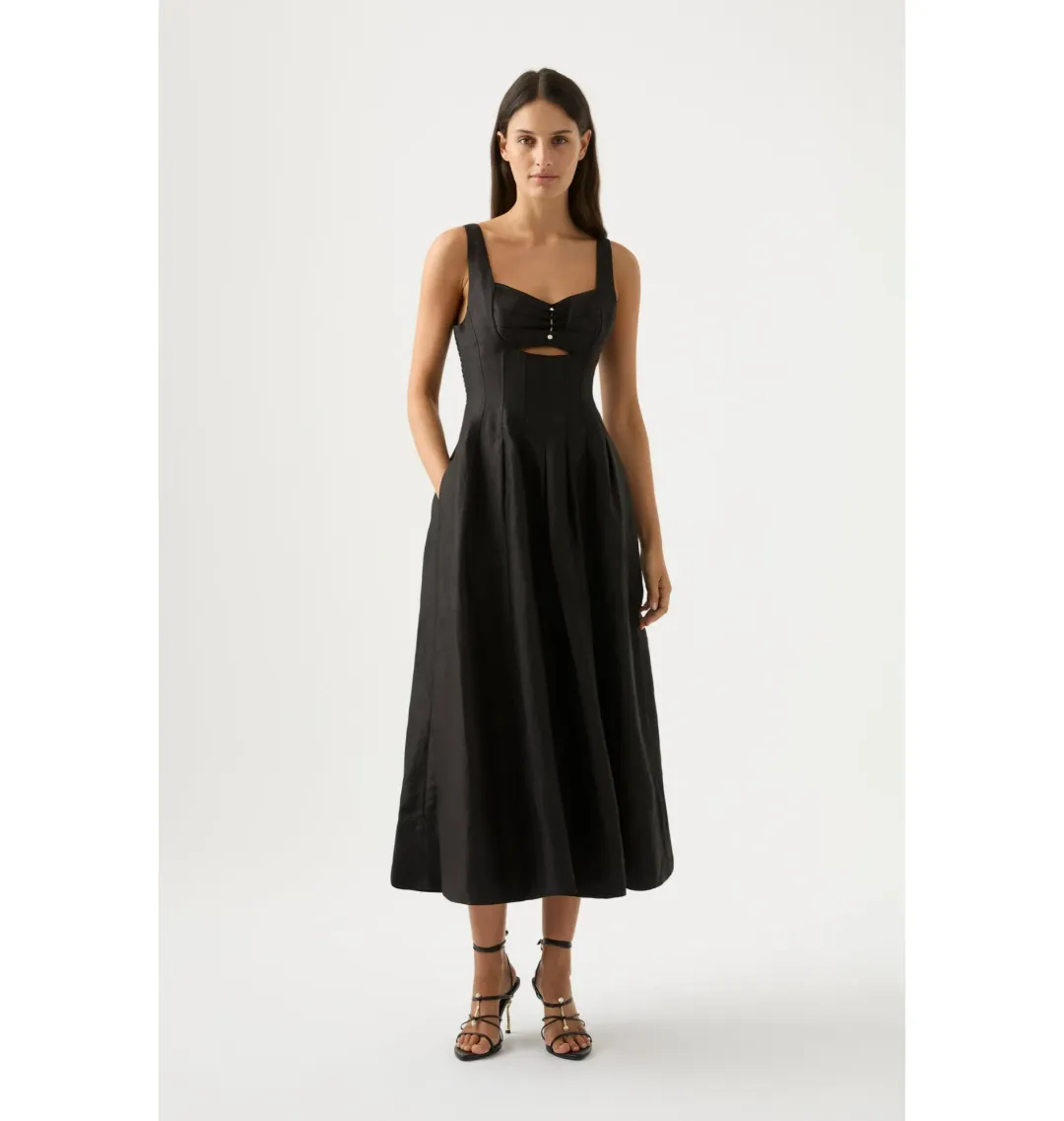 Aje Divinity Pearl Pin Midi Dress in Black Size AU 10 for rent on The Volte - main image