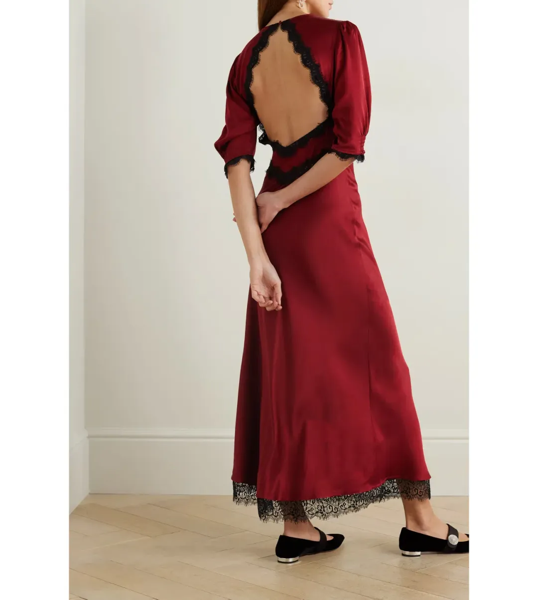 Rixo Gabrielle Open-Back Dress in Red Size AU 20 for rent on The Volte - main image