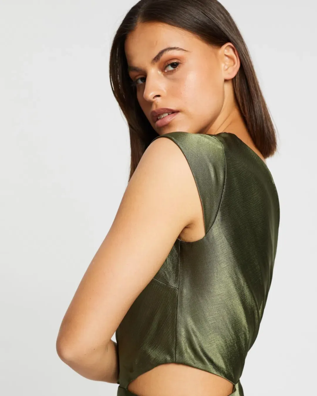 Bec & Bridge Delphine Asym Midi Dress Green Size 8 for rent on The Volte - main image