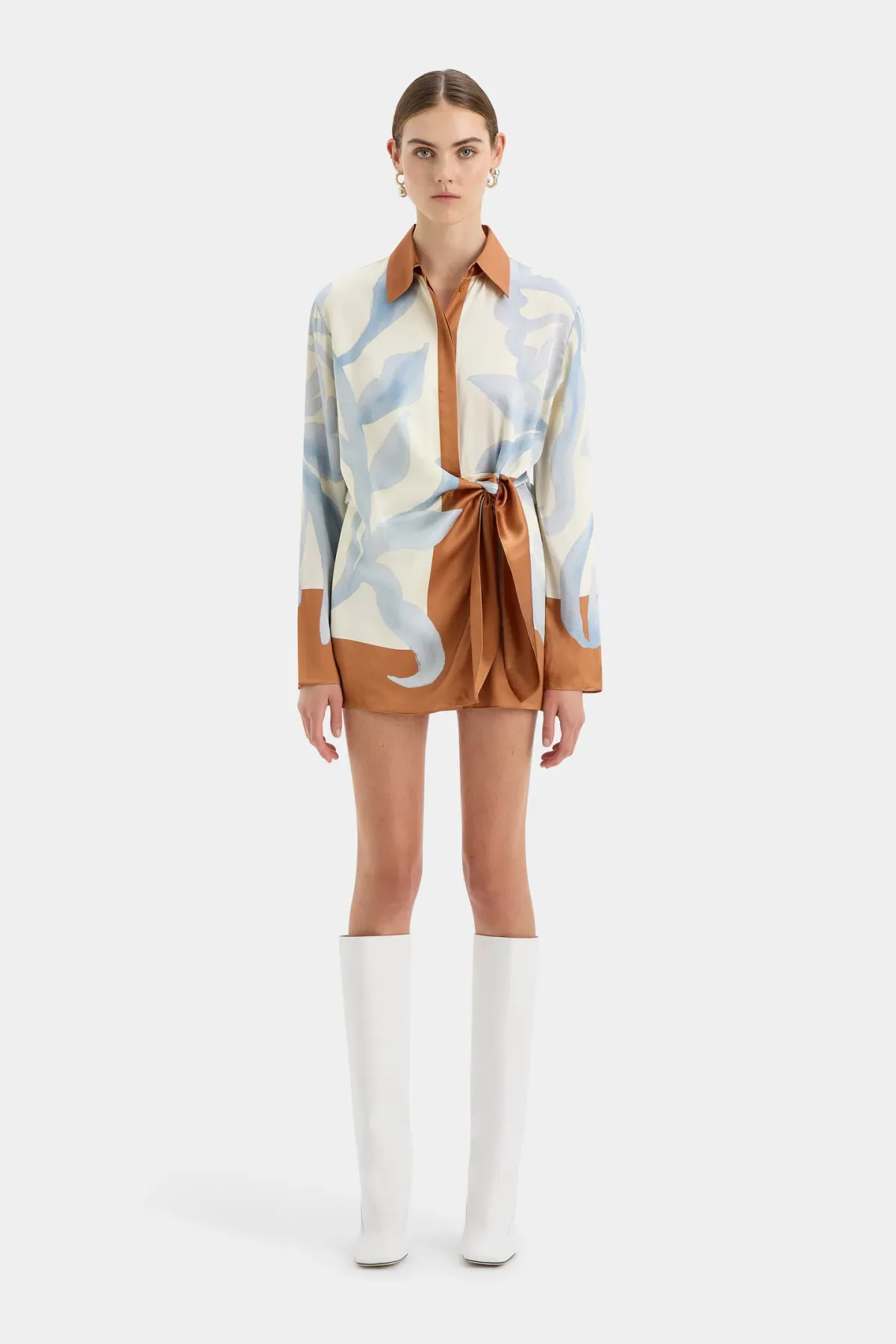 Sir the Label The Sorrento Shirt Mini Dress Sciarpa Print Size 8 for rent on The Volte - main image