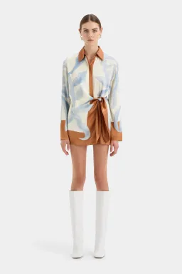 Sir the Label The Sorrento Shirt Mini Dress Sciarpa Print Size 8 for rent on The Volte - image 1