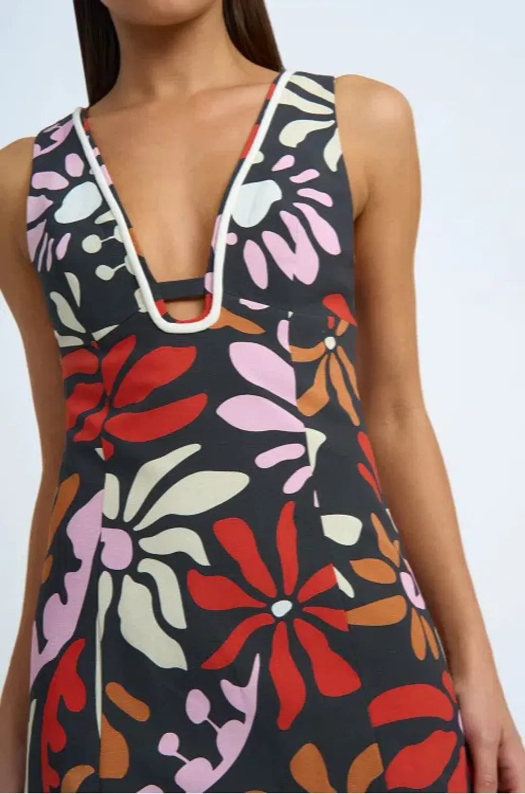 By Johnny  Dandy Breeze V Front Mini Dress in Black Multi Size 12 for rent on The Volte - main image