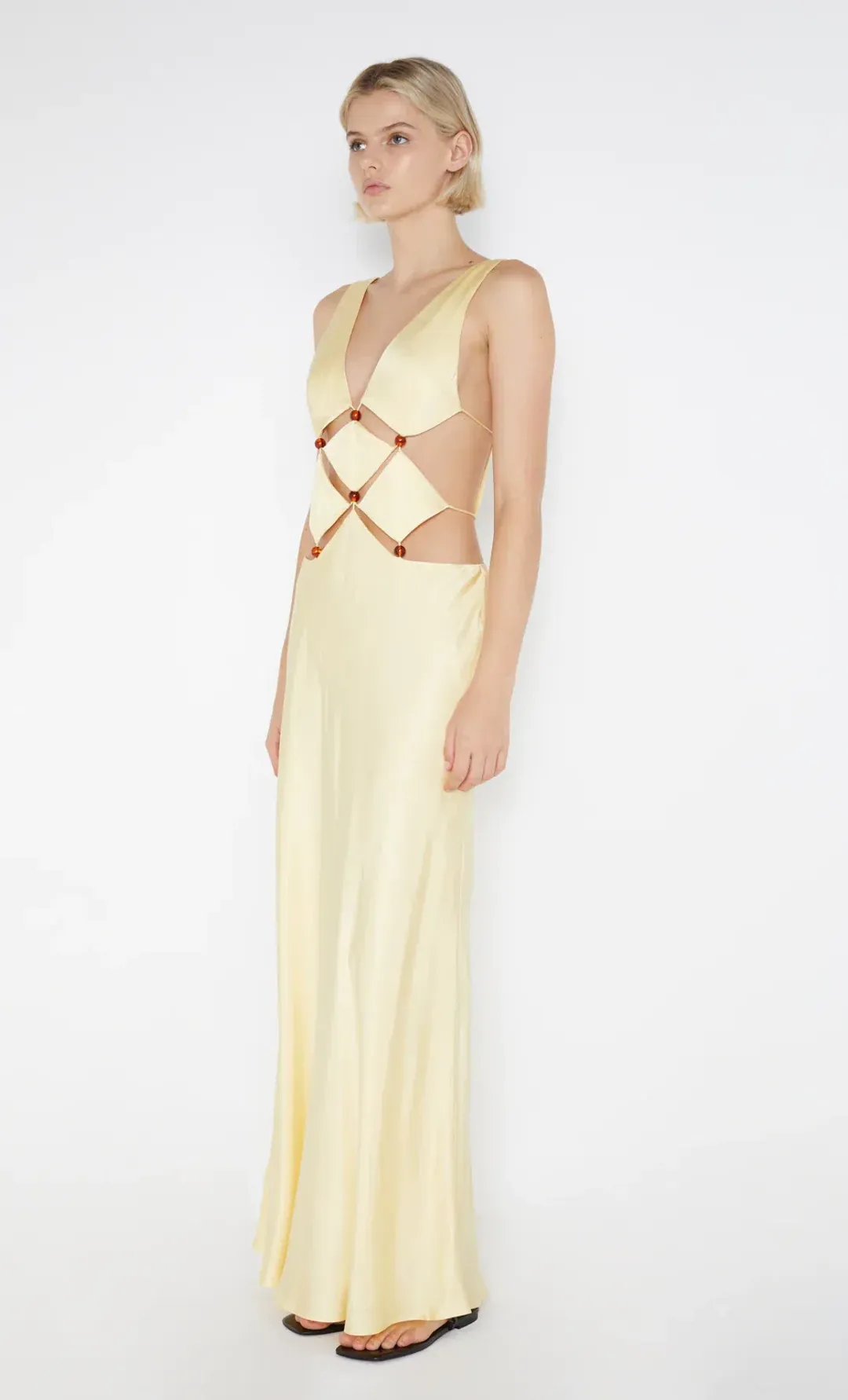 Bec & Bridge Agathe Diamond Dress Butter Yellow Size 8 for rent on The Volte - main image