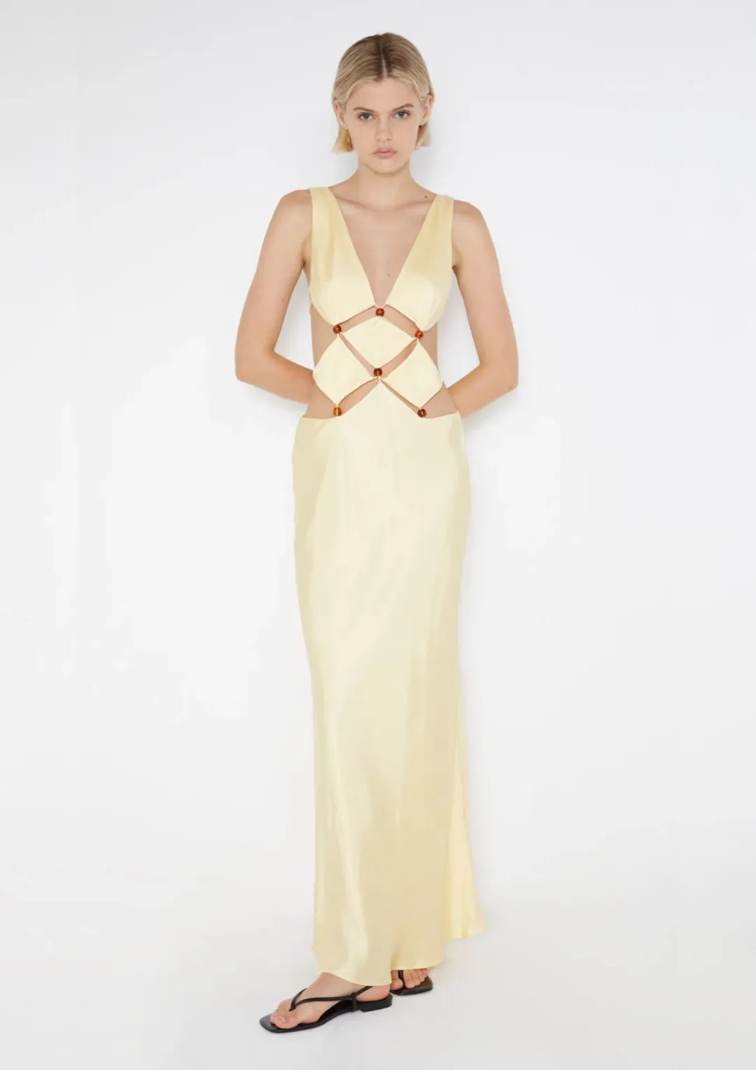 Bec & Bridge Agathe Diamond Dress Butter Yellow Size 10 for rent on The Volte - main image