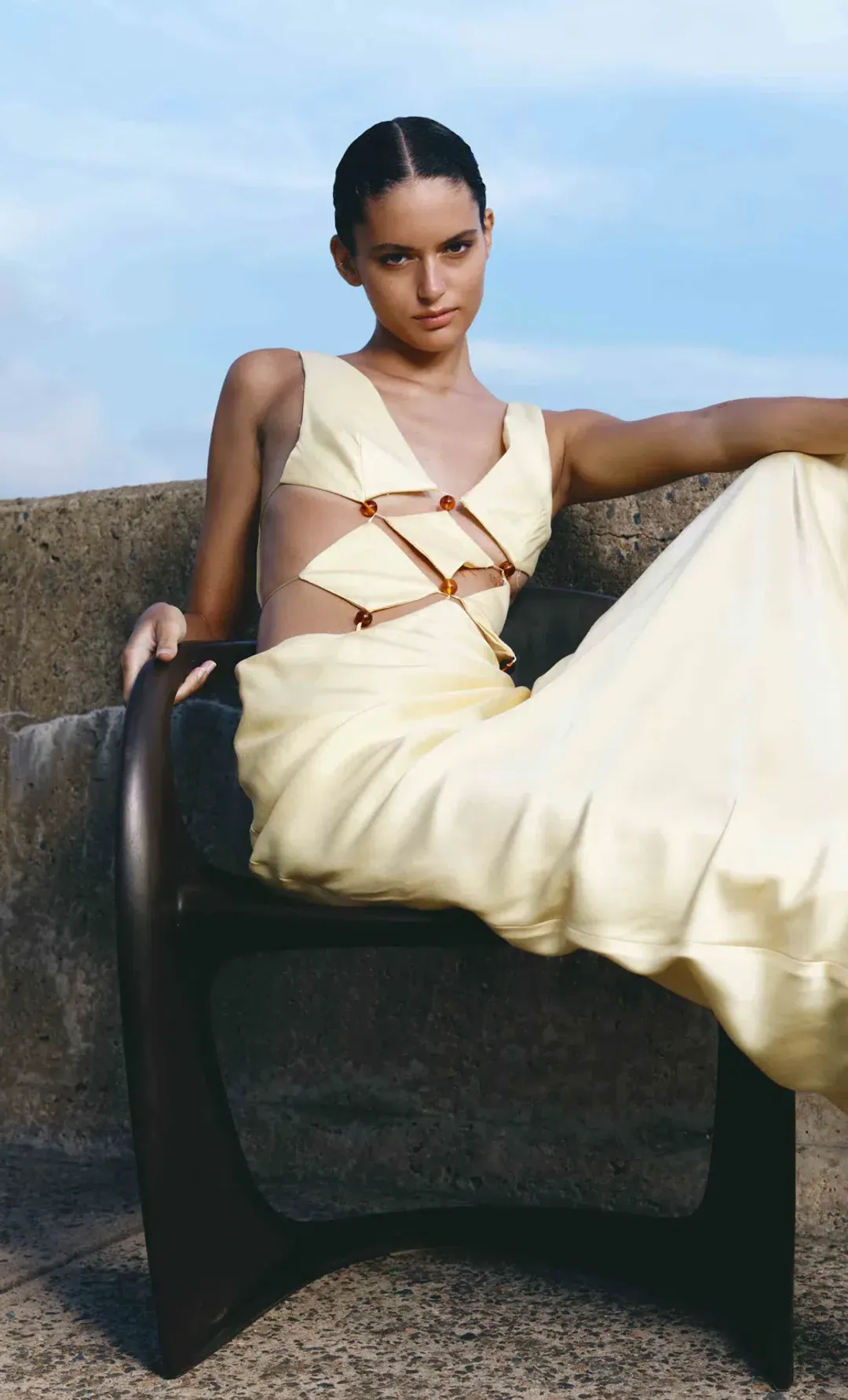 Bec & Bridge Agathe Diamond Dress Butter Yellow Size 10 for rent on The Volte - main image